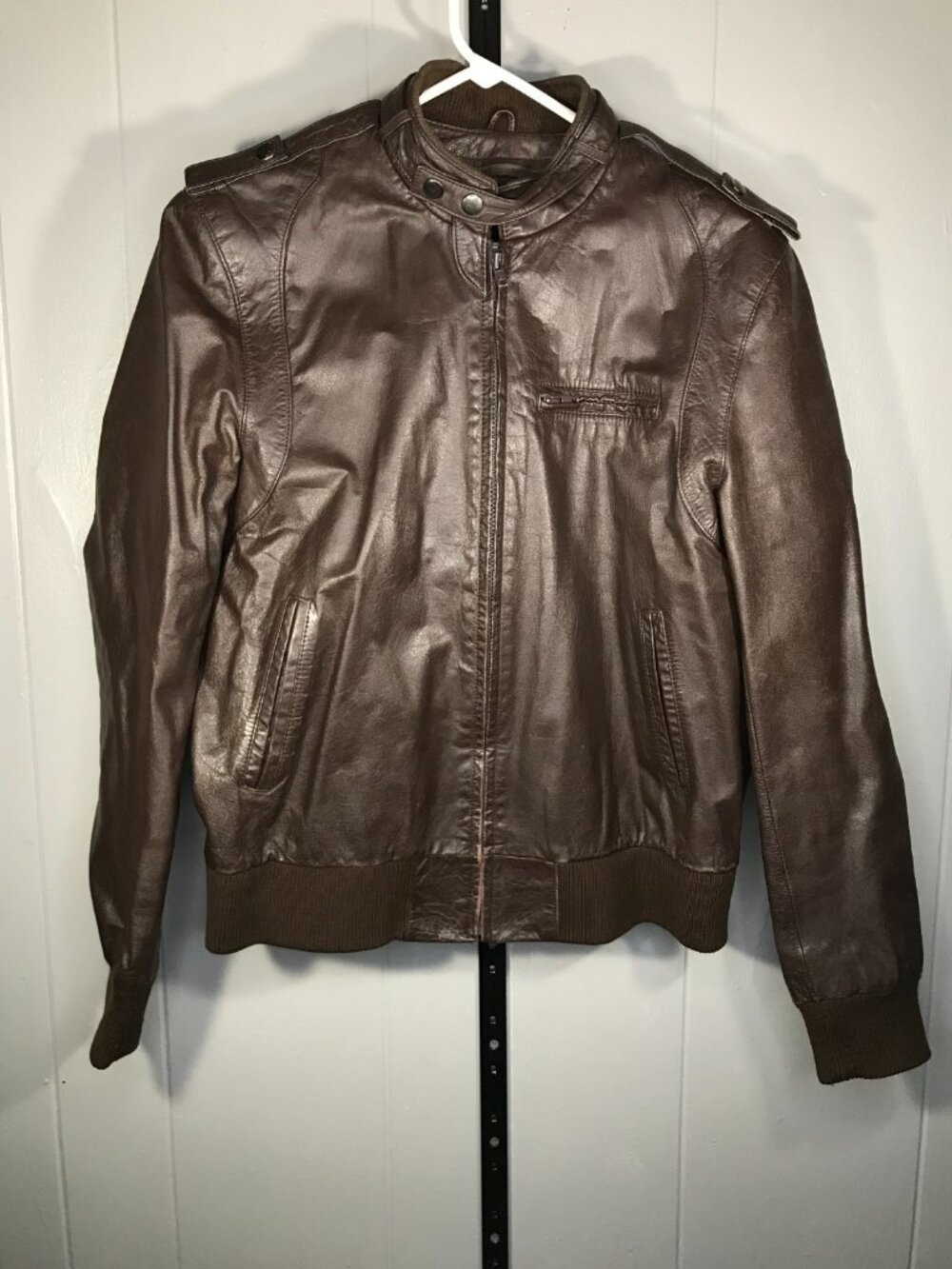 Vintage Berman's Leather Bomber Jacket mens sz 42 Fleece liner Dark Brown 1980's